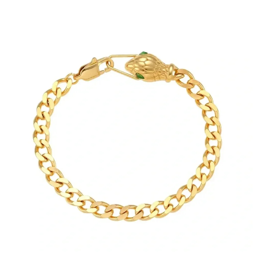 Gold Bracelet with Green Accents